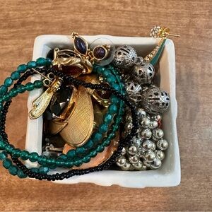 Silver & Gold Tone Mixed Jewelry Jar Lot. Vintage To Modern. Wearable